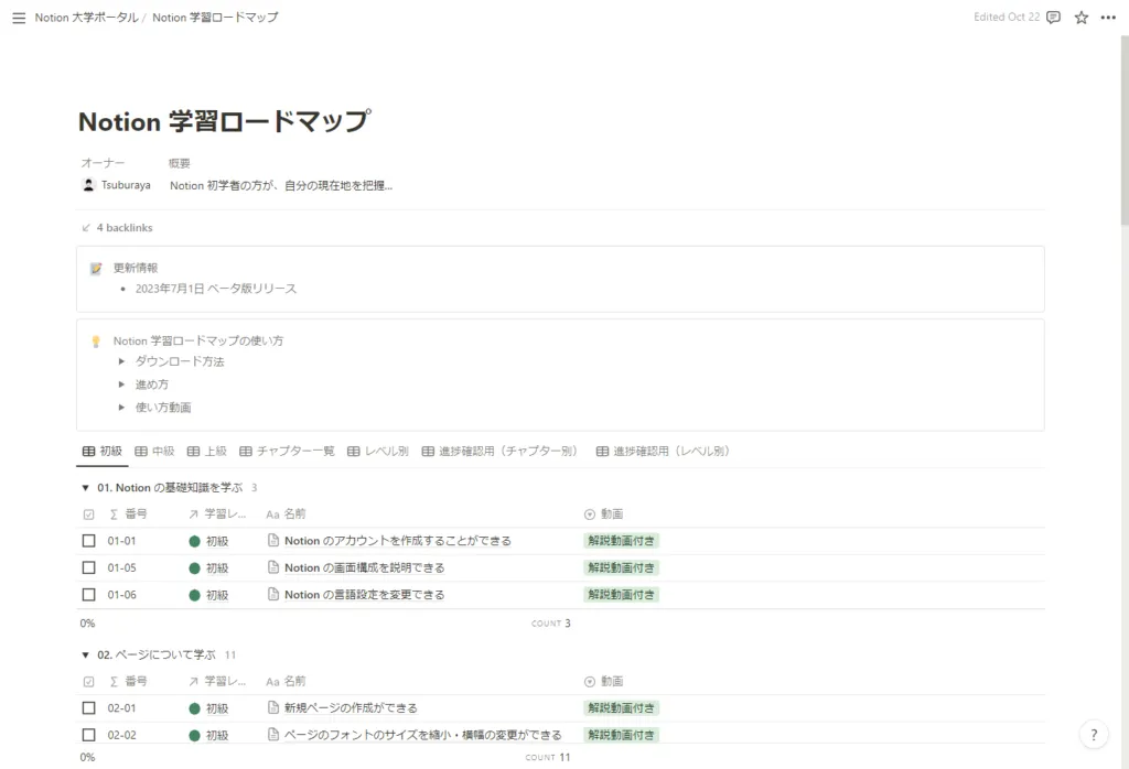 Notion学習ロードマップ